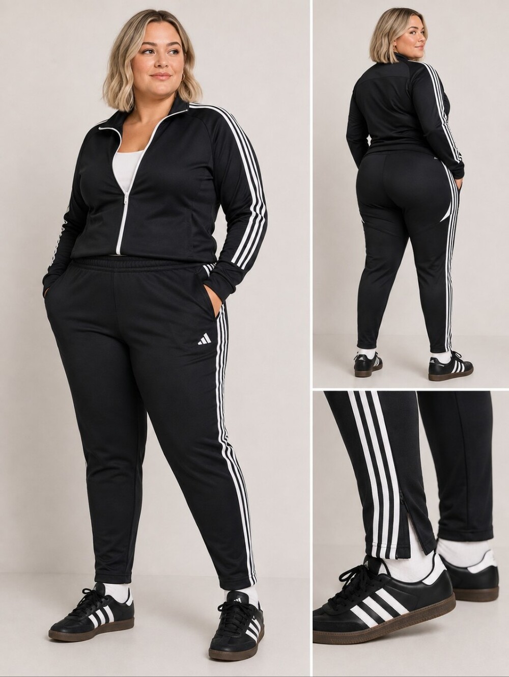 Adidas Black Jogging Pants with White Three-Stripe Detail